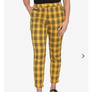 XS Hot Topic yellow and black plaid with utility belt.
